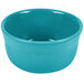 A turquoise Fiesta China Gusto Bowl with a white background.