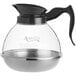 An Avantco polycarbonate coffee decanter with a black handle.