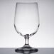 A clear Libbey Vina wine glass on a table.