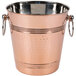 An American Metalcraft hammered copper-plated stainless steel wine bucket with two handles.