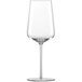 A close-up of a clear Schott Zwiesel Verbelle Cabernet wine glass with a long stem.