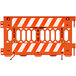 An orange Plasticade Pathcade barricade with white stripes on one side.
