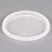 A Pactiv translucent plastic lid on a white surface.