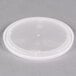 A clear plastic lid on a Pactiv translucent round deli container.