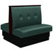 An American Tables & Seating Forest Green upholstered double booth with tufted back and black base.