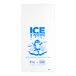A white package of 5 lb. clear plastic ice bags with blue text and an ice print.