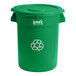 A green Lavex recycling can with a green lid and recycling symbol.