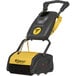 A Tornado cylindrical floor scrubber with a yellow handle.