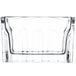 A clear glass Libbey sugar package holder with a square shape.