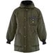 A sage green RefrigiWear Iron-Tuff jacket with black accents.
