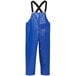 A close-up of a pair of Tingley blue overalls with straps.