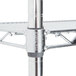 A Metro Super Erecta wire shelving post on a metal shelf with two metal poles.