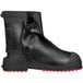 A black Tingley Workbrutes waterproof overshoe with red soles.