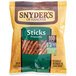 A 1.5 oz bag of Snyder's pretzel sticks.