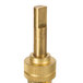 A gold metal gas valve nozzle with a square head.