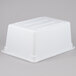 A white plastic Rubbermaid food storage container.