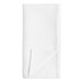 A white hemmed cloth napkin folded in half on a white background.