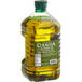 A bottle of Colavita 75% Canola Oil and 25% Olive Oil Blend with a green label and green liquid.
