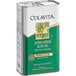 A green and white Colavita box for extra virgin olive oil with a picture of a tree.