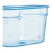 An Araven 1/9 size blue ABS plastic food pan with a blue lid.