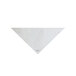 A white triangle with a black logo.