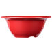 A close-up of a red Carlisle Sierrus melamine nappie bowl with a white background.