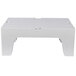 A white plastic bench with legs.