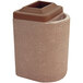 A brown square Wausau Tile Ash-n-Trash receptacle with a brown lid.
