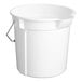 A white Lavex round bucket with a metal handle.