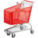 A red Regency plastic grocery cart with wheels.