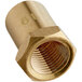 A brass hex head burner orifice for Cooking Performance Group griddles.