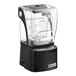 A black Blendtec Stealth 885 blender with a clear container.