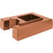 A brown square Cambro riser with a hole in the center.