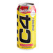 A yellow and black C4 Energy Skittles energy drink can.