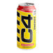 A yellow and red C4 Energy drink can.