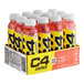 A case of C4 Fruit Punch energy drink bottles with white caps.