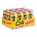 A case of C4 Energy Strawberry Starburst energy drink cans.