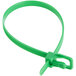 A green plastic Retyz cable tie with a green handle.