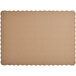 A brown rectangular piece of paper with scalloped edges.