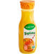 A close up of a Tropicana Some Pulp Orange Juice bottle.