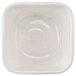 A white square Thunder Group Blue Bamboo melamine vegetable dish with a curved line in the middle.