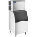 An Avantco air cooled ice machine with bin and stainless steel cabinet.