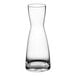 A clear glass vase with an hourglass shape.