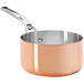 A de Buyer Prima Matera copper saucepan with a stainless steel handle.