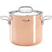 A de Buyer Prima Matera copper stock pot with a lid.