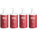 A group of red Noble Eco Novo Natura body wash bottles with white labels.