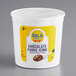A white tub of Gold Medal chocolate fudge icing with a yellow label.
