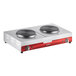 An Avantco stainless steel portable electric side-by-side hot plate with two solid burners.