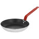 A de Buyer aluminum non-stick fry pan with a red handle.