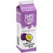 A purple and white carton of Island Oasis Passion Fruit juice.